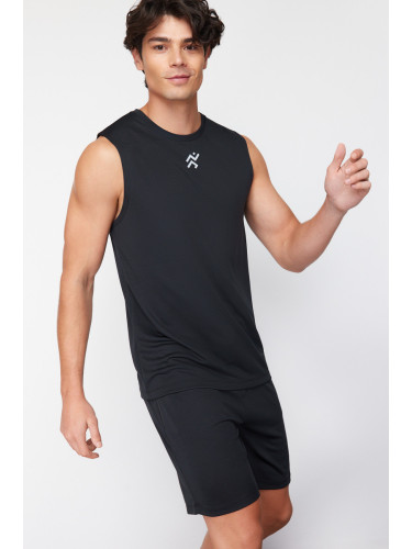 Trendyol Black Reflective Printed Regular Cut Quick-Drying Undershirt