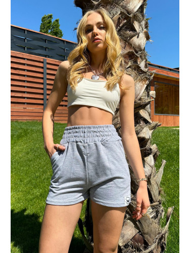 Trend Alaçatı Stili Woman's Gray High Waisted Mini Shorts