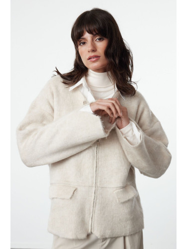 Trendyol Stone Soft Textured Coat Knitwear Cardigan