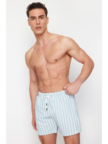 Trendyol Standard Size Seersucker Striped Swim Shorts