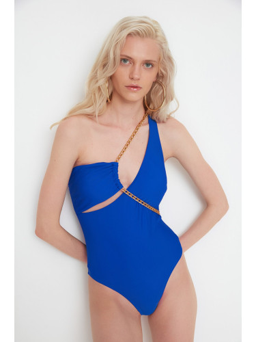 Trendyol X Moeva Sax Chain Detailed One-Shoulder Swimsuit