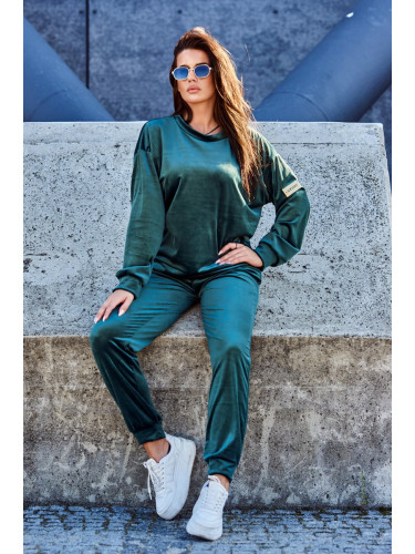 Velour set sweatshirt + trousers green