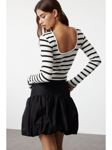 Trendyol White*001 Striped Backless Slim/Fitting Regular/Normal Length Knitted Blouse