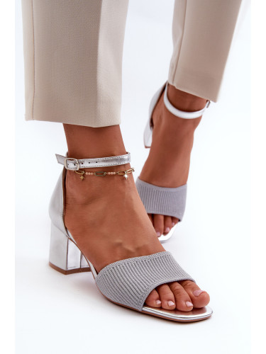 Women's high-heeled sandals silver Desvia