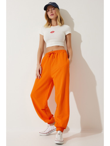 Happiness İstanbul Women's Orange Baggy Jogging Sweatpants