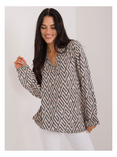 Beige blouse with geometric pattern SUBLEVEL