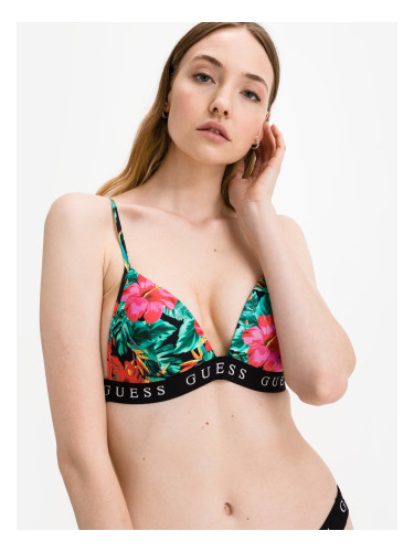 Black and green floral bikini top Guess