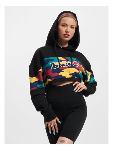 Women's crop sweatshirt HideMe black/colorful