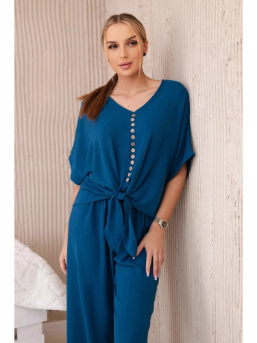 Women's set blouse + trousers - cornflower blue