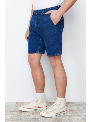 Trendyol Navy Blue Pleated Regular Shorts & Bermuda