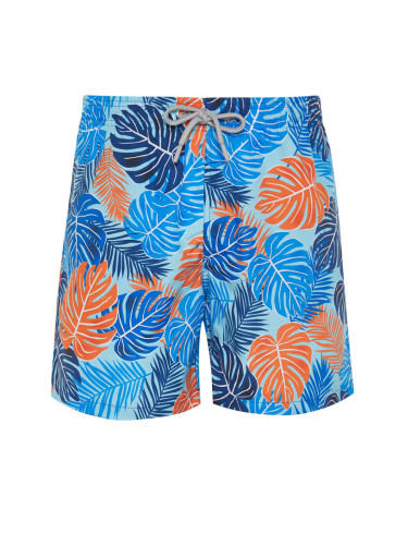 Trendyol Blue Standard Size Leaf Patterned Swim Shorts