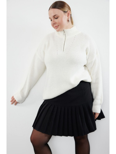 Trendyol Curve Ecru Zipper Collar Knitwear Sweater