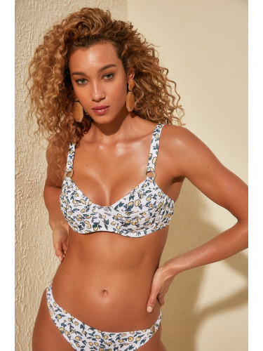 Trendyol Lemon Printed Accessory Detailed Bikini Top