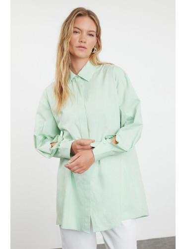 Trendyol Mint 100% Cotton Woven Shirt