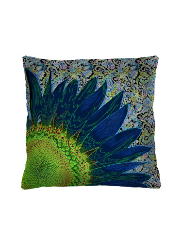 Bertoni Home Unisex's Square Pillow Blue Flower Navy Blue/Green