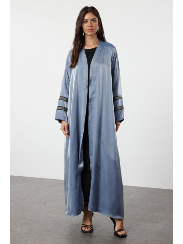 Trendyol Indigo Embroidered Shiny Long Woven Cap & Abaya & Abaya