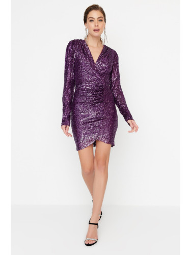 Дамска рокля Trendyol TPRAW20EL0505/PLUM{