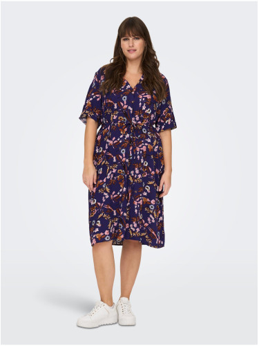 Dark blue Women's Floral Shirt Dress ONLY CARMAKOMA Nova - Ladies