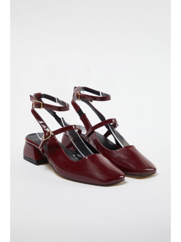 Trendyol Burgundy Mary Jane Ankle Strap Square Toe Women's Heeled Shoes