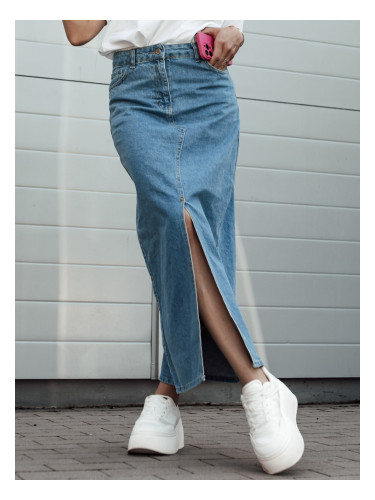 Дамска дънкова макси пола с цепка