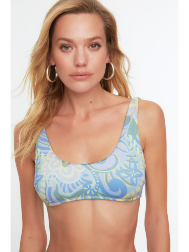 Trendyol Green Floral Print Bandeau Bikini Top