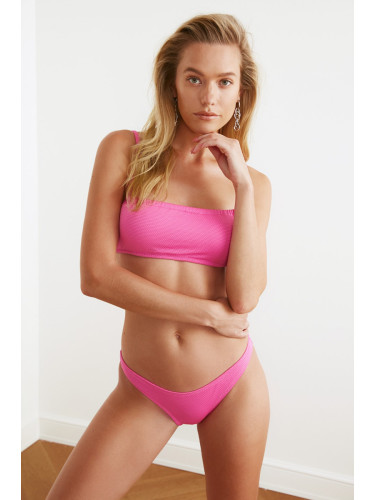 Trendyol Fuchsia Low Waist Textured Bikini bottom