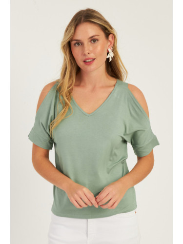 Cool & Sexy Women's Mint Cuffed Collar Blouse