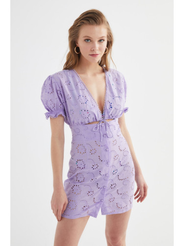 Trendyol Lilac Button Detailed Fisto Beach Dress