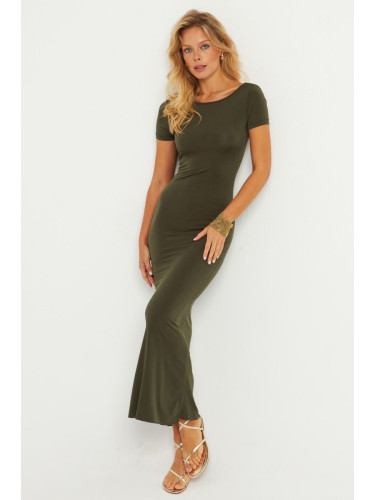 Cool & Sexy Women's Khaki Backless Maxi Dress