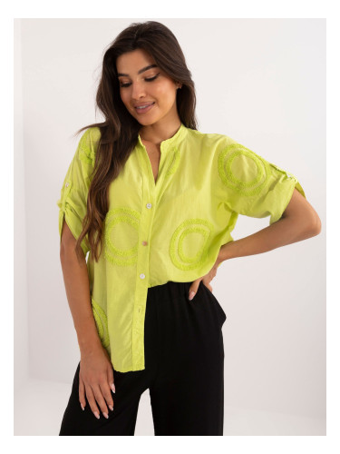 Summer shirt Limet oversize with stand-up collar
