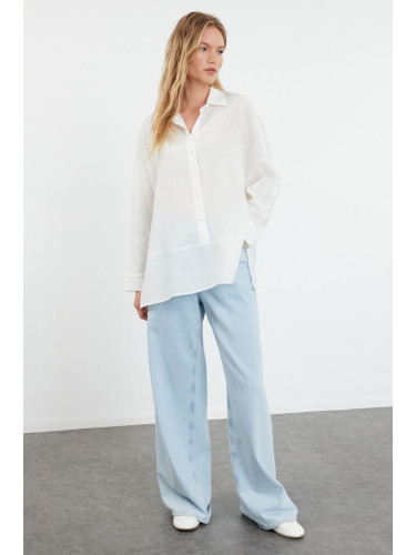 Trendyol Ecru Linen Look Woven Shirt