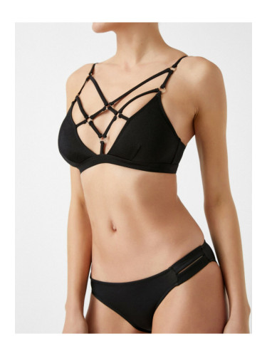 Koton Banded Bikini Top with Metal Accessory Detail