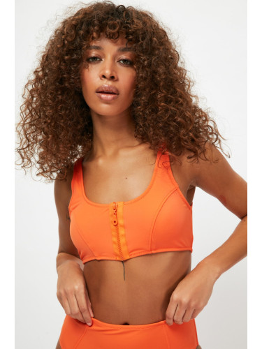Trendyol Orange Zipper Detailed Bikini Top