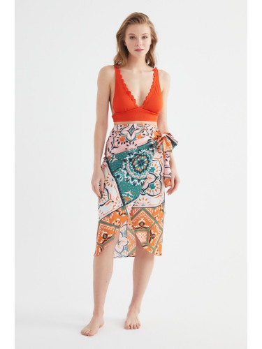 Trendyol Colorful Shawl Patterned Lacing Detailed Skirt