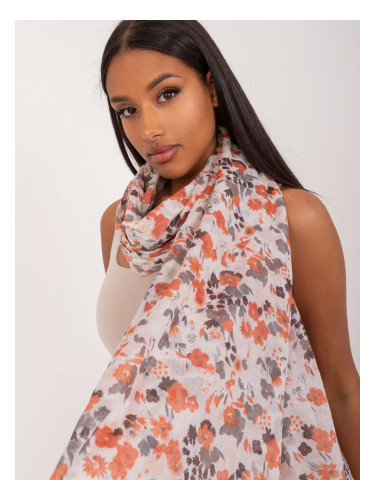 Orange-white floral scarf