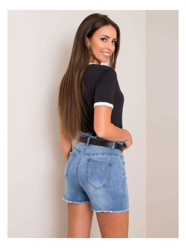 Blue high waist denim shorts