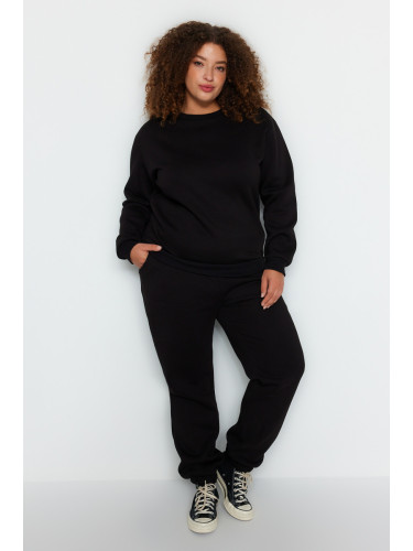 Trendyol Curve Black Thick Fleece Knitted Tracksuit Set