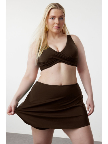 Trendyol Curve Brown Short Skirted Bikini Bottom