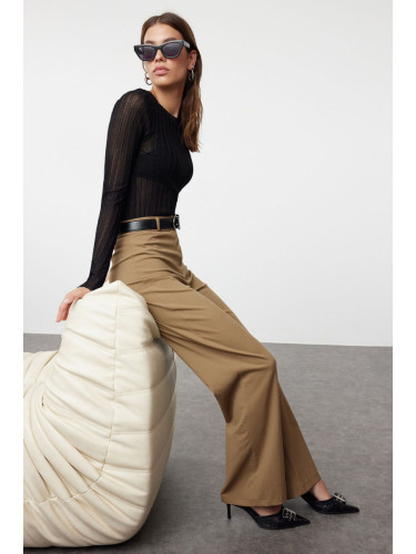 Trendyol Mink Wide Leg High Waist Woven Fabric Trousers
