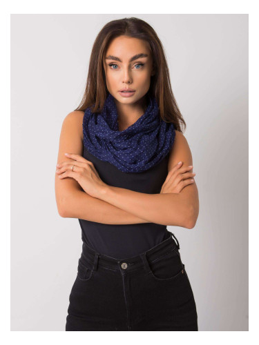 Lady's dark blue-white scarf in polka dots