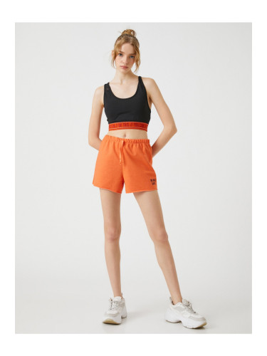 Koton Mini Sports Shorts with Embroidery Detail Tie Waist.