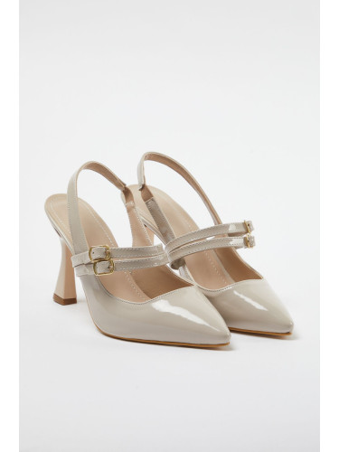 Trendyol Beige Belted Buckle Detailed Women's Heeled Shoes