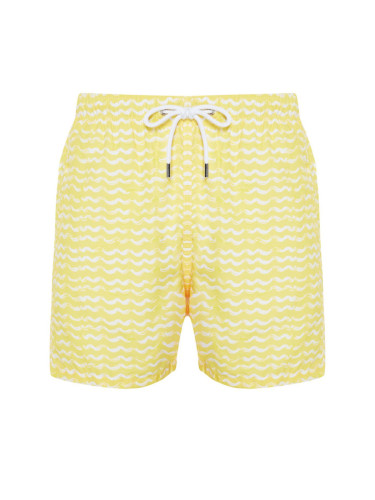 Trendyol Yellow Standard Size Geometric Print Swim Shorts