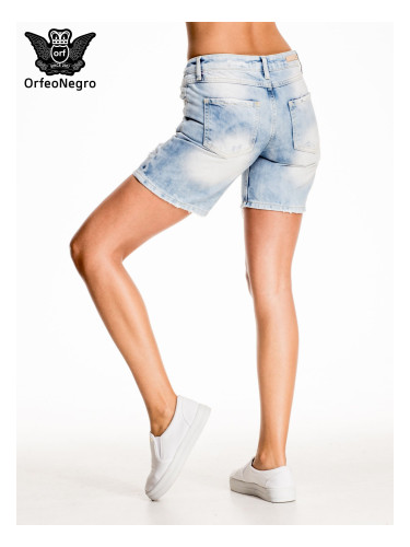 Light blue denim shorts with longer legs