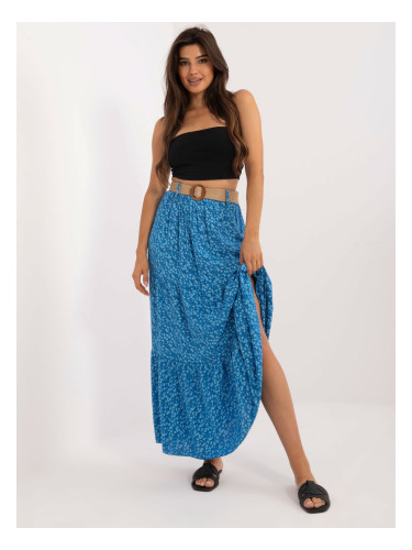 Blue summer skirt with knitted belt