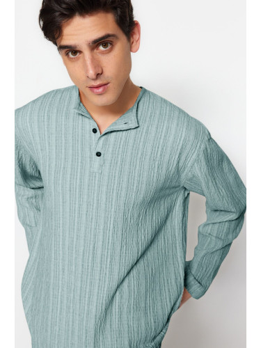 Trendyol Mint Relaxed Fit Linen Shirt