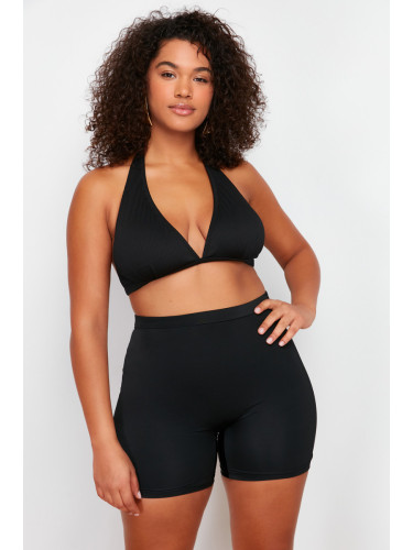 Trendyol Curve Black High Waist Knitted Bikini Bottom