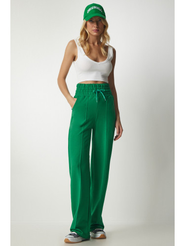 Happiness İstanbul Women's Green Basic Knitted Sweatpants with Pocket