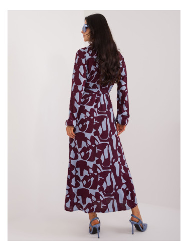 Burgundy maxi shirt dress with SUBLEVEL patterns