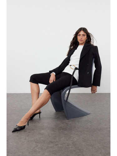 Trendyol Black Regular Pocket Detailed Soft Texture Short Jacket Coat